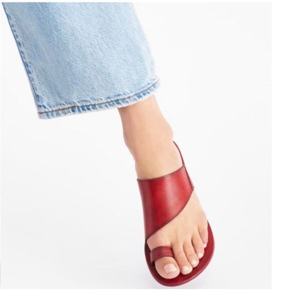Free People Sant Antoni Slide Sandals Red Leather Toe Loop Slip-On EU 36.5 US 6. - Picture 2 of 13